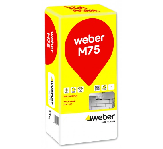 Statybinės medžiagos. Mišiniai. Mūro mišiniai. Mūro mišinys Weber M-75, 25 kg 