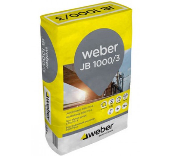 Statybinės medžiagos. Mišiniai. Mūro mišiniai. Nesitraukiantis betonas Weber Vetonit JB 1000/3 25kg 