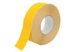 Darbo saugos prekės. Saugos ženklai, aptvėrimo juostos. Neslystanti lipni juosta geltona 5cm 18m 