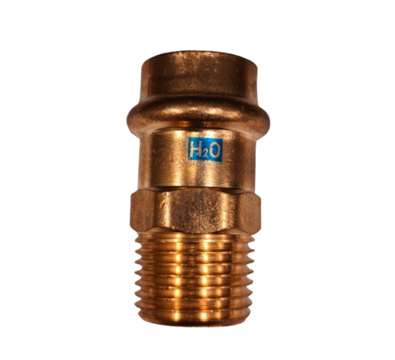 Santechnikos prekės. Vamzdynų sistemos. Vamzdžių sujungimo detalės. Varinės jungtys. Nipelis CU press 18x1/2 iš.