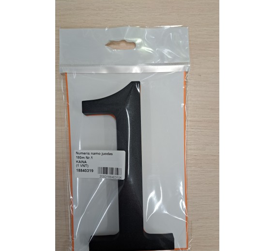 Vidaus apdailos prekės. Durų furnitūra. Adreso numeriai. Numeris namo juodas 180mm Nr.1 