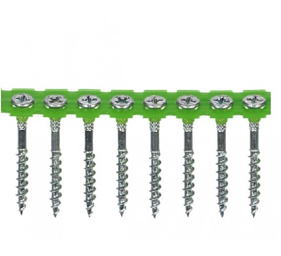 Tvirtinimo detalės. Medsraigčiai, savisriegiai, savigręžiai. Medsraigčiai OSB plokščių tvirtinimui. OSB sraigtai juostose 4,2x42 mm, 1000 vnt. Essve 