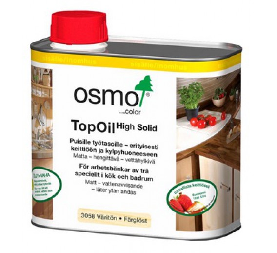 Dažai. Medienos apsaugos ir dekoravimo priemonės. Aliejus medienai. Osmo aliejus TopOil 3058 skaidrus matinis 0.5l 