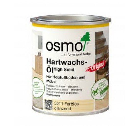 Dažai. Medienos apsaugos ir dekoravimo priemonės. Aliejus medienai. Osmo Hardwax aliejus Original 3011 skaidrus blizgus 0.75l 