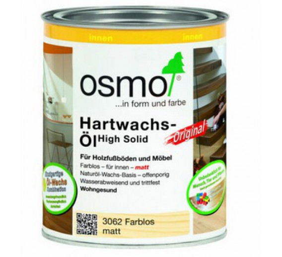 Dažai. Medienos apsaugos ir dekoravimo priemonės. Aliejus medienai. Osmo Hardwax aliejus Original 3062 skaidrus matinis 0.75l 