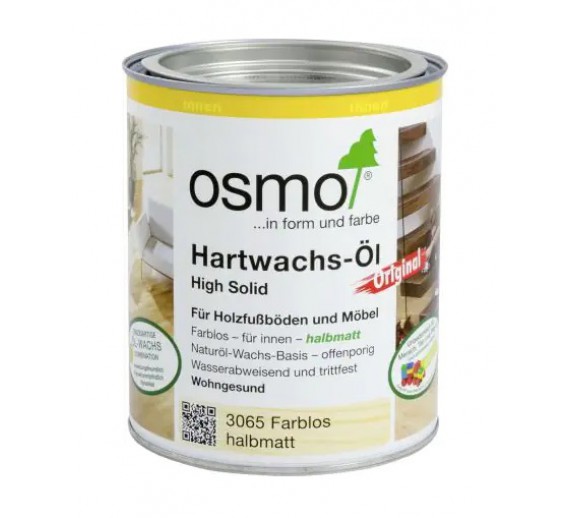 Dažai. Medienos apsaugos ir dekoravimo priemonės. Aliejus medienai. Osmo Hardwax aliejus Original 3065 pusiau matinis 0.75l 