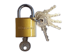 Vidaus apdailos prekės. Durys, jų dalys. Durų furnitūra. Spynos durims, pakabinamos spynos. Pakabinamos spynos. Pakabinama spyna, 30 mm, 5 raktai