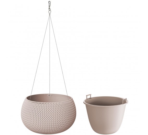 Namų apyvokos prekės. Vazonai. Plastikiniai vazonai, vazonai iš kompozito. Pakabinamas vazonas SPLOFY BOWL 24 cm mocca 