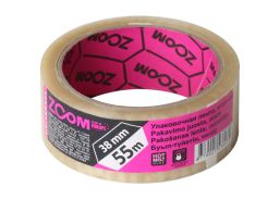 Vidaus apdailos prekės. Pakavimo, izoliacinės, lipnios juostos. Pakavimo juostos, pakavimo medžiagos. Pakavimo juostelė skaidri ZOOM 38 mm x 55 m 