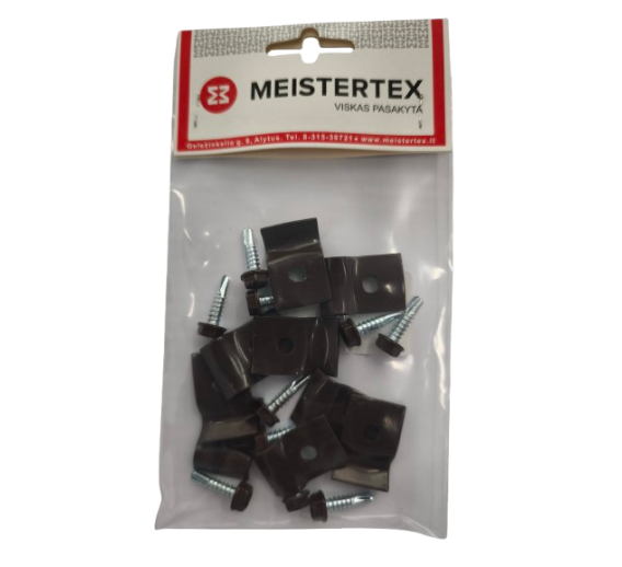 Metalų gaminiai . Tvoros, tvoralentės, tinklai tvoroms. Tvorų tvirtinimo elementai. Panelės laikiklis rudas 10vnt 