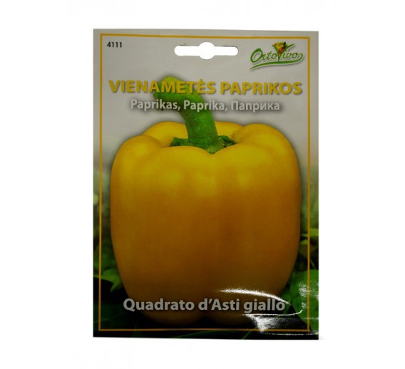 Sodo ir daržo prekės. Sėklos, daigyklos, durpinės tabletės. Paprikų sėklos. Paprika Quadrato D asti giallo 0,5 g Hortus 