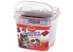 Gyvūnų prekės. Gyvūnėlių priežiūros priemonės. Naminių gyvūnų maistas. Pašaro papildas katėms Sanal Cranberry Bites Cup 75 g 