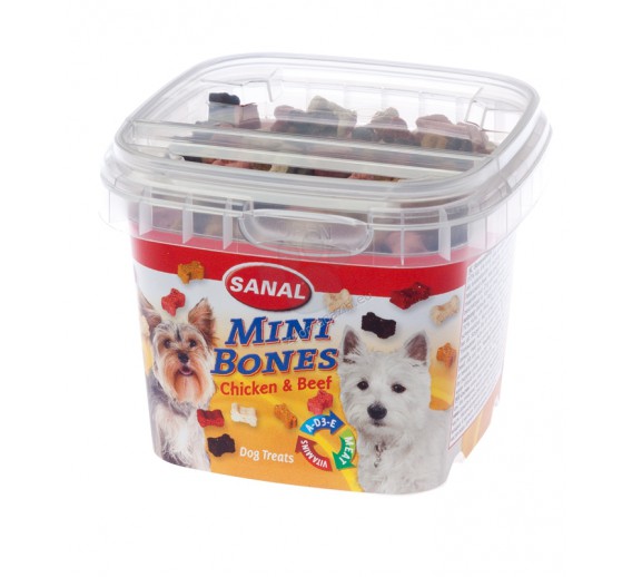 Gyvūnų prekės. Gyvūnėlių priežiūros priemonės. Naminių gyvūnų maistas. Pašaro papildas šunims Sanal Dog Mini Bones cup 100 g 