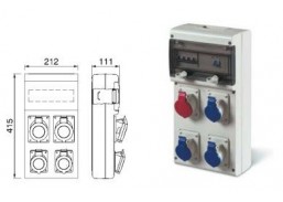 Elektros prekės. Elektros skydai, paskirstymo dėžės. Paskirstymo dėžė Scame 632D.312W 1x32A 5P 1x16A 5P 72105 