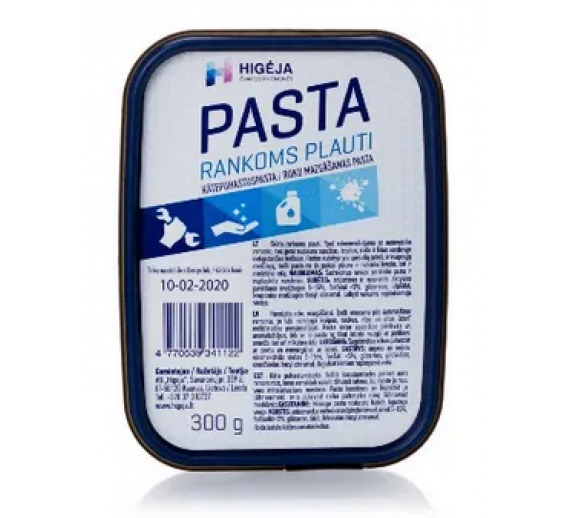 Švaros prekės. Muilas, pasta rankoms plauti. Pasta rankoms plauti Higėja, 300g 