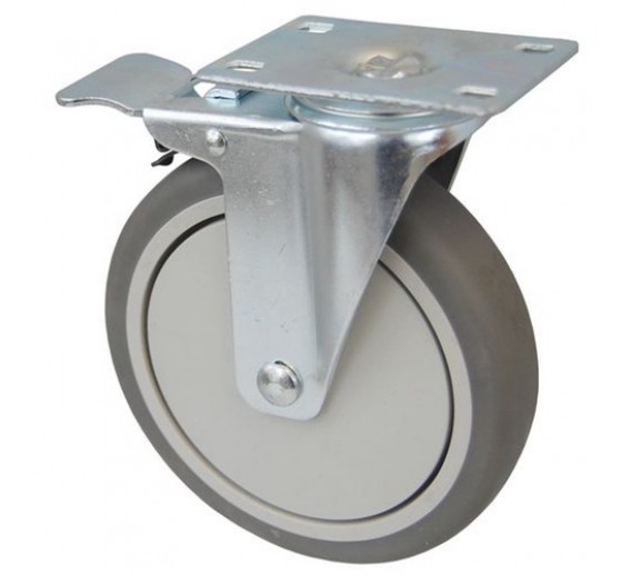 Baldų furnitūra. Baldiniai ratukai, ratukai vežimėliams. Pasukamas ratukas TPR150 su stabdžiu 