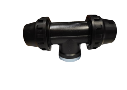 Santechnikos prekės. Vamzdynų sistemos. Lauko vandentiekis. Plastikinės lauko vandentiekio jungtys. PE trišakis vidiniu sriegiu 40x1 1/4