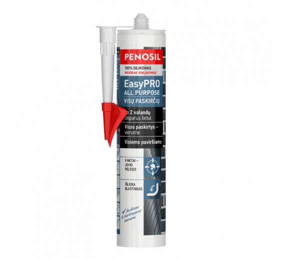 Vidaus apdailos prekės. Hermetikai, montavimo putos, sandarinimo juostos. Silikoniniai hermetikai. PENOSIL EASY PRO silikoninis juodas hermetikas 310ml 