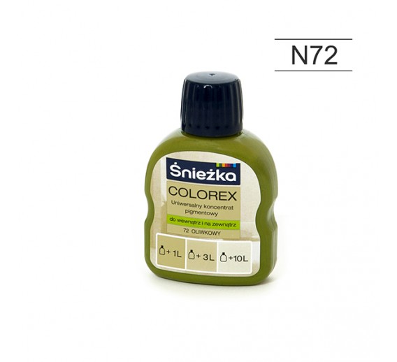 Dažai. Dažai, dažymo įrankiai, dažymo juostos. Pigmentai dažams. Pigmentas Sniežka COLOREX alyvmedis N72, 100 ml 