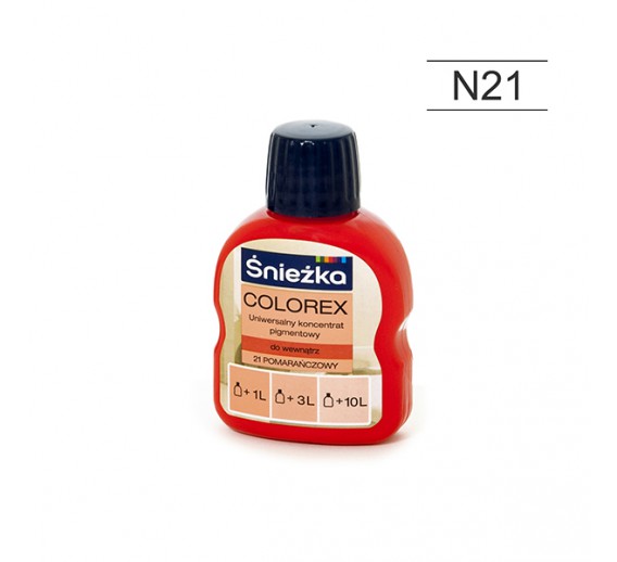 Dažai. Dažai, dažymo įrankiai, dažymo juostos. Pigmentai dažams. Pigmentas Sniežka COLOREX apelsininis N21, 100 ml 