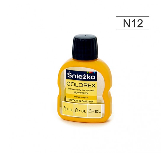 Dažai. Dažai, dažymo įrankiai, dažymo juostos. Pigmentai dažams. Pigmentas Sniežka COLOREX geltonas saulėtas N12, 100 ml 
