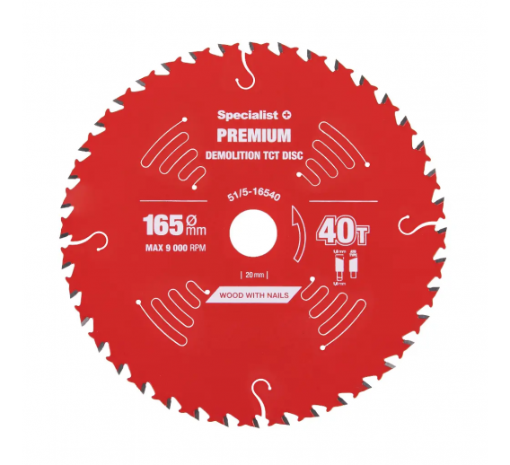 Darbo įrankiai. Įrankių priedai. Diskai diskiniams pjūklams. Pjovimo diskas 165x40Tx20 Demolition Specialist+