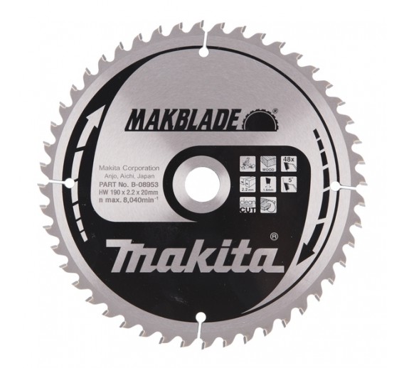 Darbo įrankiai. Įrankių priedai. Diskai diskiniams pjūklams. Pjovimo diskas 190x20x2,3mm MAKITA 