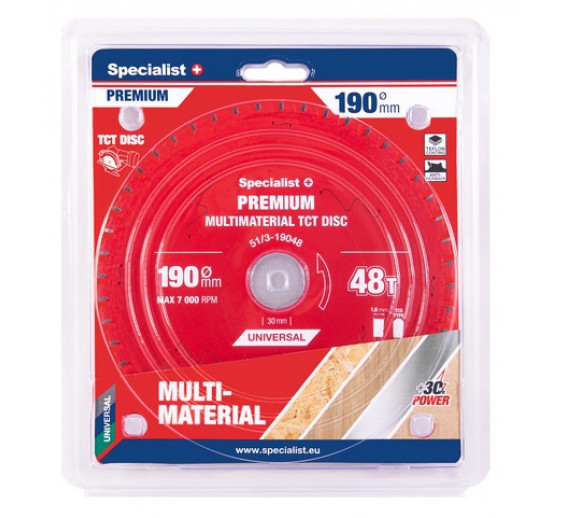 Darbo įrankiai. Įrankių priedai. Diskai diskiniams pjūklams. Pjovimo diskas 190x48Tx30 Multimaterial Specialist+ 