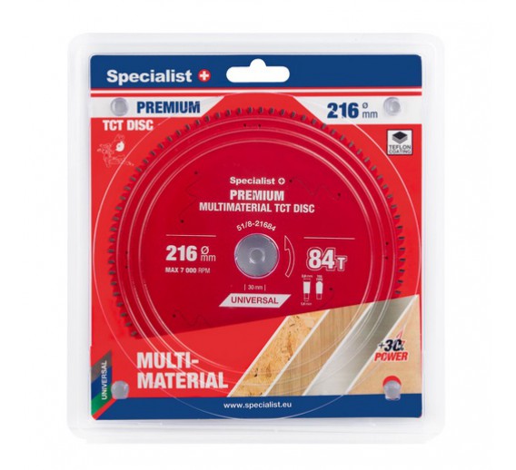 Darbo įrankiai. Įrankių priedai. Diskai diskiniams pjūklams. Pjovimo diskas 216x84Tx30 Multimaterial Specialist+ 
