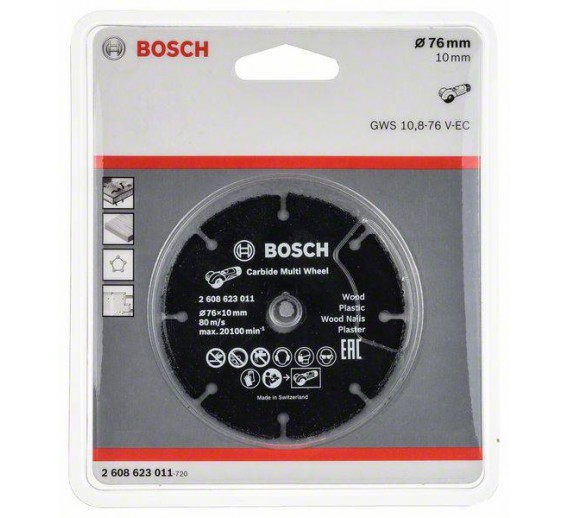 Darbo įrankiai. Įrankių priedai. Diskai diskiniams pjūklams. Pjovimo diskas Bosch 76x10x1 mm 
