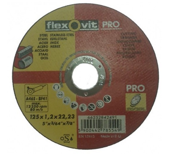 Darbo įrankiai. Įrankių priedai. Metalo pjovimo diskai. Pjovimo diskas Flexovit, 230x1,9x22 12722 
