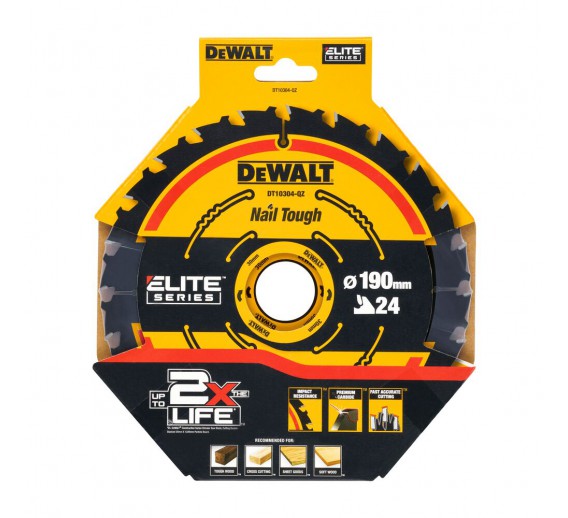 Darbo įrankiai. Įrankių priedai. Diskai diskiniams pjūklams. Pjovimo diskas medienai DeWalt ELITE CSB 190x30mm 24T 
