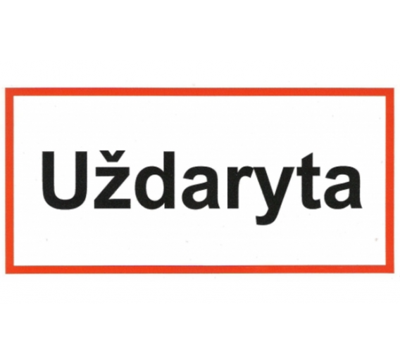 Darbo saugos prekės. Saugos ženklai, aptvėrimo juostos. Plastikinė lentelė „UŽDARYTA“ 100x200 mm 