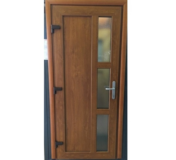 Vidaus apdailos prekės. Durų furnitūra. Durys. Lauko durys, buto durys. Plastikinės lauko durys BAZ1620, 900x2100 mm 
