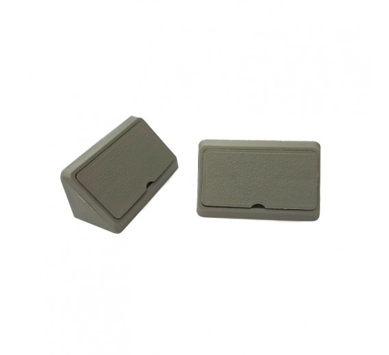Baldinė furnitūra. Baldiniai kampukai. Plastmasinis kampas F-1, dvigubas, pilkas 