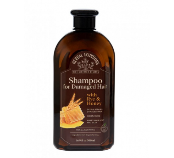 Švaros prekės. Kūno ir plaukų priežiūros priemonės. Plaukų šampūnas Herbal With Rye   Honey 500ml 