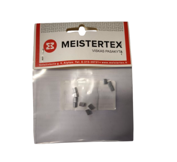 Tvirtinimo detalės. Karabinai, suspaudėjai, tempikliai. Lyno suspaudėjai. Plokščias aliuminis lyno suspaudėjas 1 mm 10 vnt 