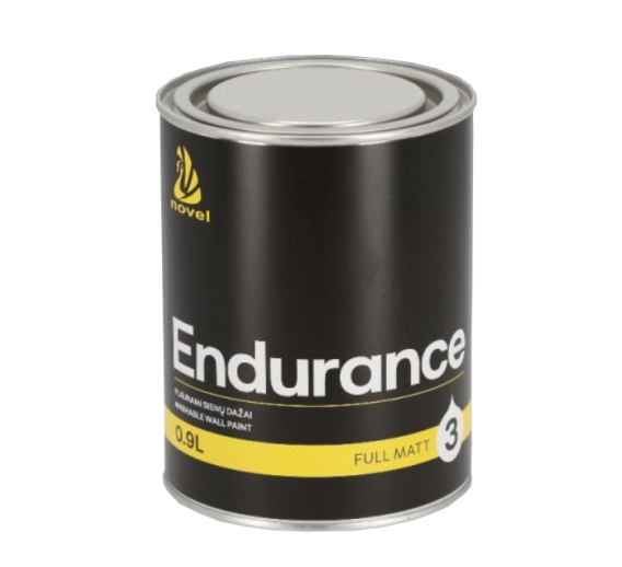 Dažai. Dažai, dažymo įrankiai, dažymo juostos. Vandeniniai dažai. Plovimui atsparūs dažai Novel Endurance 0,9L 