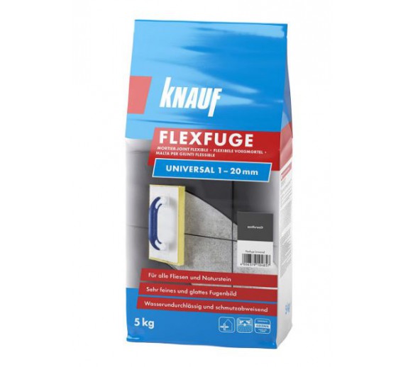 Vidaus apdailos prekės. Plytelės. Glaistai plytelėms. Plytelių glaistas FLEXFUGE UNIVERSAL anthrazit/antracito 5 kg 