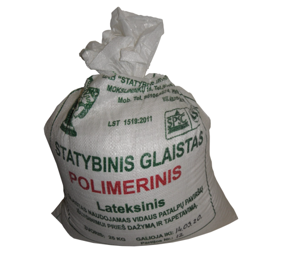 Dažai. Glaistas, gruntas, klijai, skiedikliai. Glaistai. Statybinis glaistas. Polimerinis glaistas SAR maiše, 25 kg 