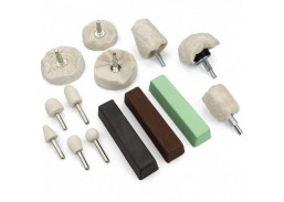 Darbo įrankiai. Įrankių priedai. Poliravimo medžiagos. Poliravimo rinkinys kietiems metalams 14vnt. 