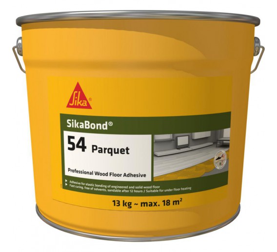 Dažai. Glaistas, gruntas, klijai, skiedikliai. Klijai. Poliuretano klijai SikaBond-54 Parquet 13 kg 