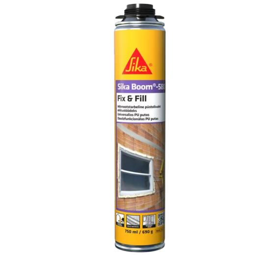 Vidaus apdailos prekės. Hermetikai, montavimo putos, sandarinimo juostos. Sandarinimo, montavimo putos. Poliuretano putos Sika Boom-580 750ml 