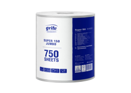 Švaros prekės. Tualetinis popierius, popieriniai rankšluosčiai. Popierinis rankšluostis Grite Super 150 Jumbo 2sl 750lap