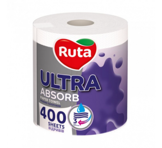 Švaros prekės. Tualetinis popierius, popieriniai rankšluosčiai. Popierinis rankšluostis Ruta Ultra 3sl 400lap