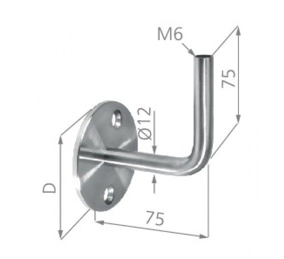 Metalų gaminiai . Dekoratyviniai metalo elementai ir ruošiniai. Dangteliai, dekoro elementai. Porankio laikiklis 42,4mm L21NP064 