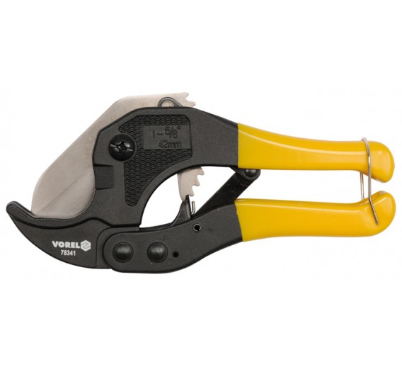 Darbo įrankiai. Mechaniniai įrankiai. Santechniniai įrankiai. PVC vamzdžių kirpimo žirklės. Prietaisas PVC vamzdžiams kirpti, 42 mm 