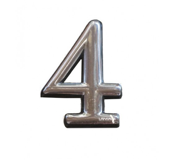 Vidaus apdailos prekės. Durų furnitūra. Adreso numeriai. Prilipdomas buto numeris Nr. 4 chromas 