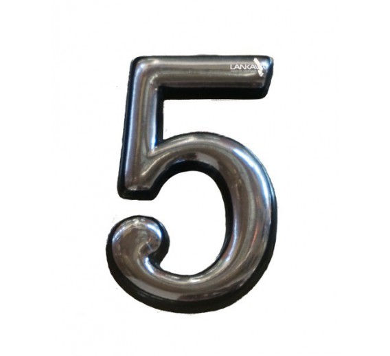 Vidaus apdailos prekės. Durų furnitūra. Adreso numeriai. Prilipdomas buto numeris Nr. 5 chromas 