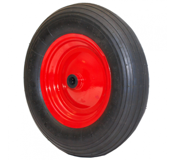 Pripučiamas ratas raudonu metaliniu disku 3.50-8, 12 mm 
